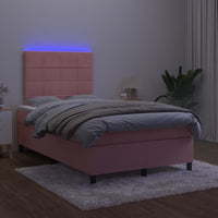 Thumbnail for Boxspringbett mit Matratze & LED Rosa 120x200 cm Samt