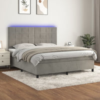 Thumbnail for Boxspringbett mit Matratze & LED Hellgrau 180x200 cm Samt