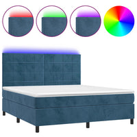 Thumbnail for Boxspringbett mit Matratze & LED Dunkelblau 180x200 cm Samt