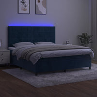 Thumbnail for Boxspringbett mit Matratze & LED Dunkelblau 180x200 cm Samt