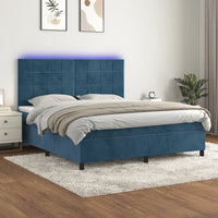 Thumbnail for Boxspringbett mit Matratze & LED Dunkelblau 180x200 cm Samt