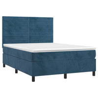 Thumbnail for Boxspringbett mit Matratze & LED Dunkelblau 140x190 cm Samt