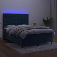 Thumbnail for Boxspringbett mit Matratze & LED Dunkelblau 140x190 cm Samt