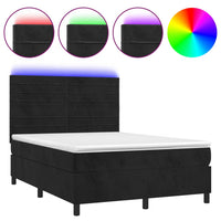 Thumbnail for Boxspringbett mit Matratze & LED Schwarz 140x200 cm Samt