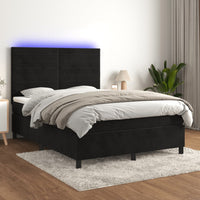 Thumbnail for Boxspringbett mit Matratze & LED Schwarz 140x200 cm Samt