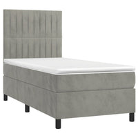 Thumbnail for Boxspringbett mit Matratze & LED Hellgrau 80x200 cm Samt