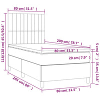 Thumbnail for Boxspringbett mit Matratze & LED Hellgrau 80x200 cm Samt