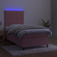 Thumbnail for Boxspringbett mit Matratze & LED Rosa 90x190 cm Samt