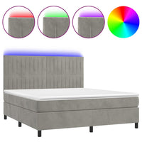 Thumbnail for Boxspringbett mit Matratze & LED Hellgrau 180x200 cm Samt