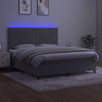 Thumbnail for Boxspringbett mit Matratze & LED Hellgrau 180x200 cm Samt