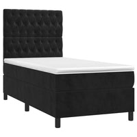 Thumbnail for Boxspringbett mit Matratze & LED Schwarz 80x200 cm Samt