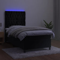 Thumbnail for Boxspringbett mit Matratze & LED Schwarz 80x200 cm Samt