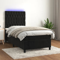 Thumbnail for Boxspringbett mit Matratze & LED Schwarz 80x200 cm Samt