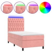 Thumbnail for Boxspringbett mit Matratze & LED Rosa 80x200 cm Samt