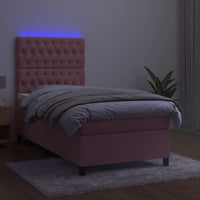 Thumbnail for Boxspringbett mit Matratze & LED Rosa 80x200 cm Samt