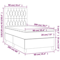 Thumbnail for Boxspringbett mit Matratze & LED Hellgrau 90x200 cm Samt