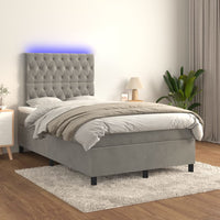 Thumbnail for Boxspringbett mit Matratze & LED Hellgrau 120x200 cm Samt