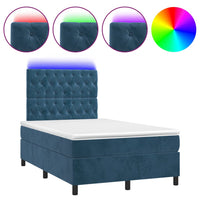 Thumbnail for Boxspringbett mit Matratze & LED Dunkelblau 120x200 cm Samt