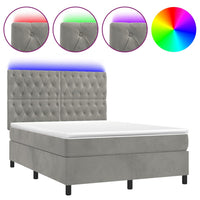 Thumbnail for Boxspringbett mit Matratze & LED Hellgrau 140x190 cm Samt