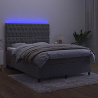 Thumbnail for Boxspringbett mit Matratze & LED Hellgrau 140x190 cm Samt