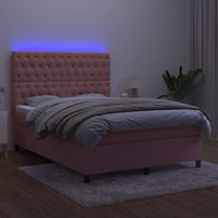 Thumbnail for Boxspringbett mit Matratze & LED Rosa 140x200 cm Samt