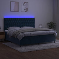 Thumbnail for Boxspringbett mit Matratze & LED Dunkelblau 200x200 cm Samt