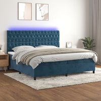 Thumbnail for Boxspringbett mit Matratze & LED Dunkelblau 200x200 cm Samt