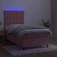 Thumbnail for Boxspringbett mit Matratze & LED Rosa 90x190 cm Samt