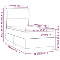 Thumbnail for Boxspringbett mit Matratze Hellgrau 90x190 cm Stoff