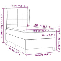 Thumbnail for Boxspringbett mit Matratze Hellgrau 100x200 cm Stoff