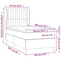 Thumbnail for Boxspringbett mit Matratze Hellgrau 90x200 cm Stoff