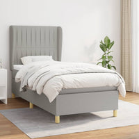 Thumbnail for Boxspringbett mit Matratze Hellgrau 90x200 cm Stoff