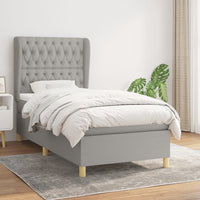 Thumbnail for Boxspringbett mit Matratze Hellgrau 90x190 cm Stoff