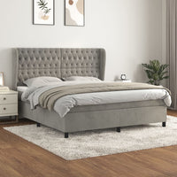 Thumbnail for Boxspringbett mit Matratze Hellgrau 160x200 cm Samt