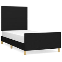Thumbnail for Bettgestell mit Kopfteil Schwarz 100x200 cm Stoff