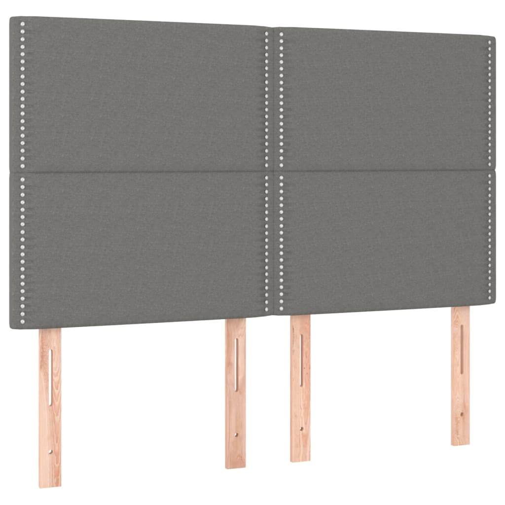 Bettgestell mit Kopfteil Dunkelgrau 140x190 cm Stoff