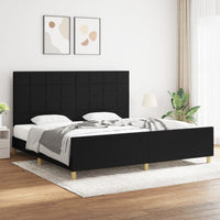 Thumbnail for Bettgestell mit Kopfteil Schwarz 200x200 cm Stoff