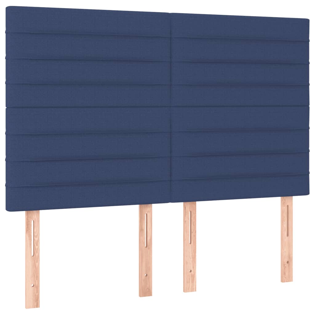 Bettgestell mit Kopfteil Blau 140x190 cm Stoff