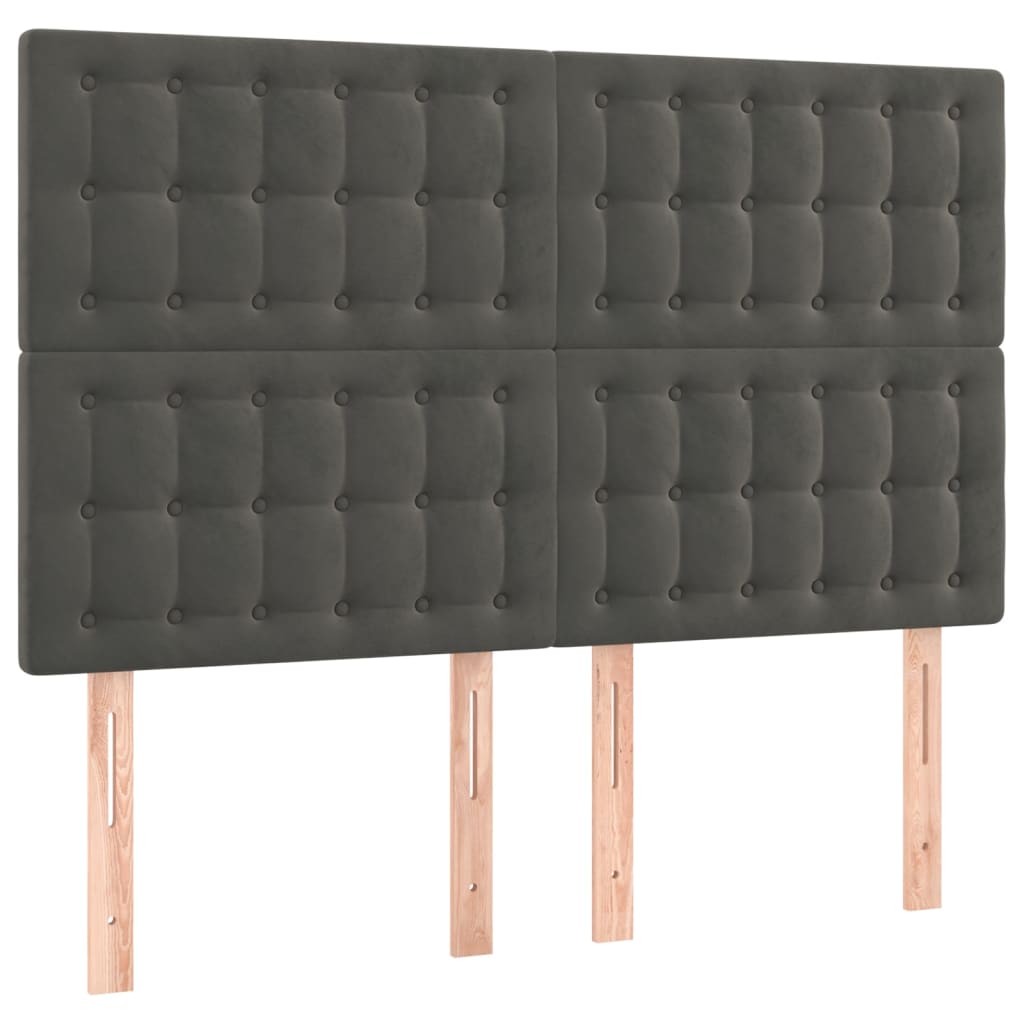 Bettgestell mit Kopfteil Dunkelgrau 140x200 cm Samt
