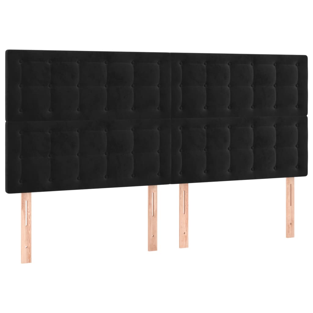 Bettgestell mit Kopfteil Schwarz 180x200 cm Samt