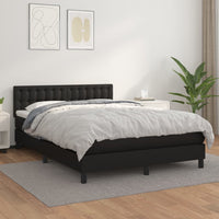 Thumbnail for Boxspringbett mit Matratze Schwarz 140x190 cm Kunstleder