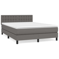 Thumbnail for Boxspringbett mit Matratze Grau 140x190 cm Kunstleder
