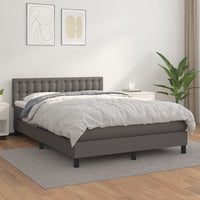 Thumbnail for Boxspringbett mit Matratze Grau 140x190 cm Kunstleder