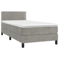 Thumbnail for Boxspringbett mit Matratze Hellgrau 90x190 cm Samt