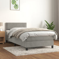 Thumbnail for Boxspringbett mit Matratze Hellgrau 90x190 cm Samt