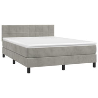 Thumbnail for Boxspringbett mit Matratze Hellgrau 140x200 cm Samt