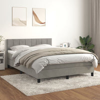 Thumbnail for Boxspringbett mit Matratze Hellgrau 140x200 cm Samt