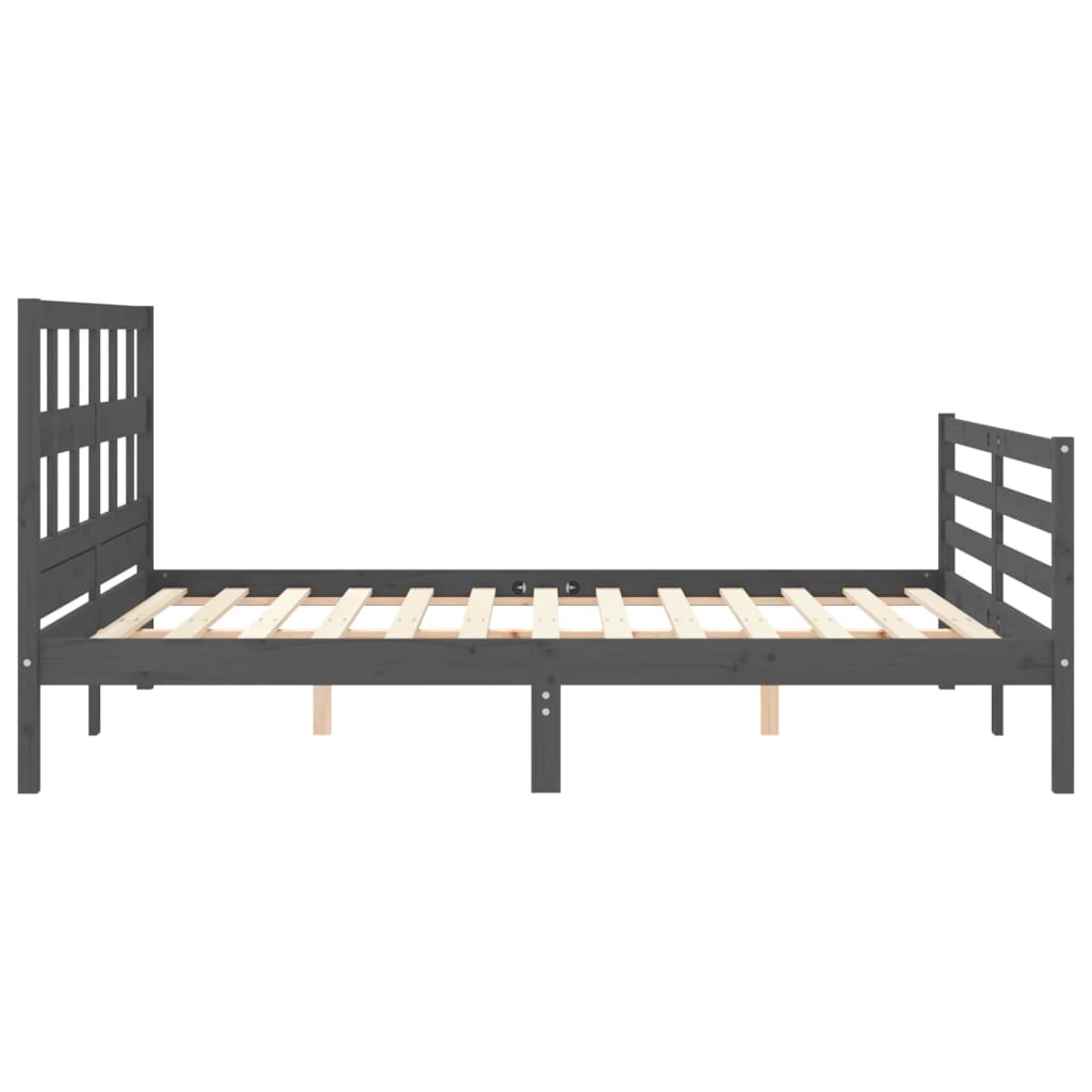 Massivholzbett mit Kopfteil Grau 5FT King Size