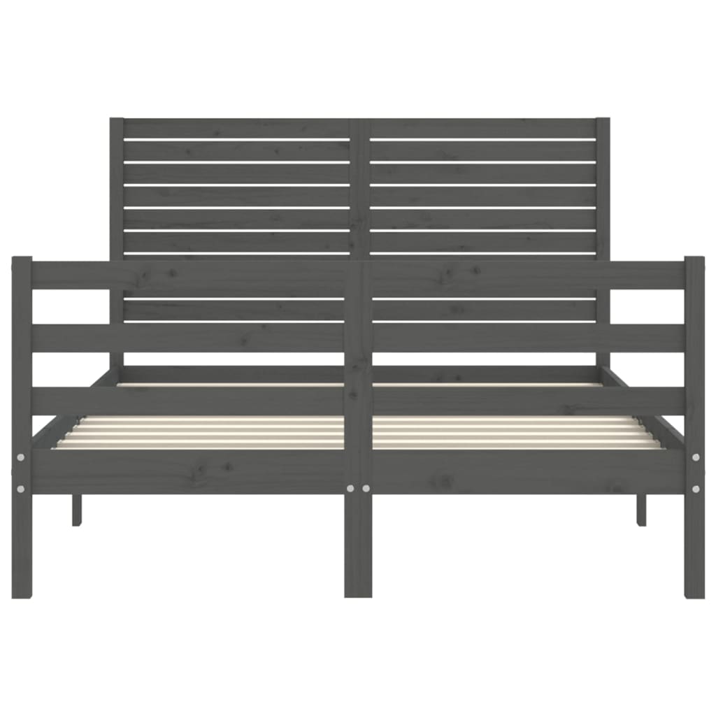 Massivholzbett mit Kopfteil Grau 4FT Small Double