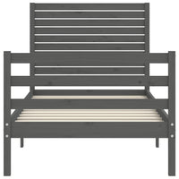 Thumbnail for Massivholzbett mit Kopfteil Grau 90x200 cm